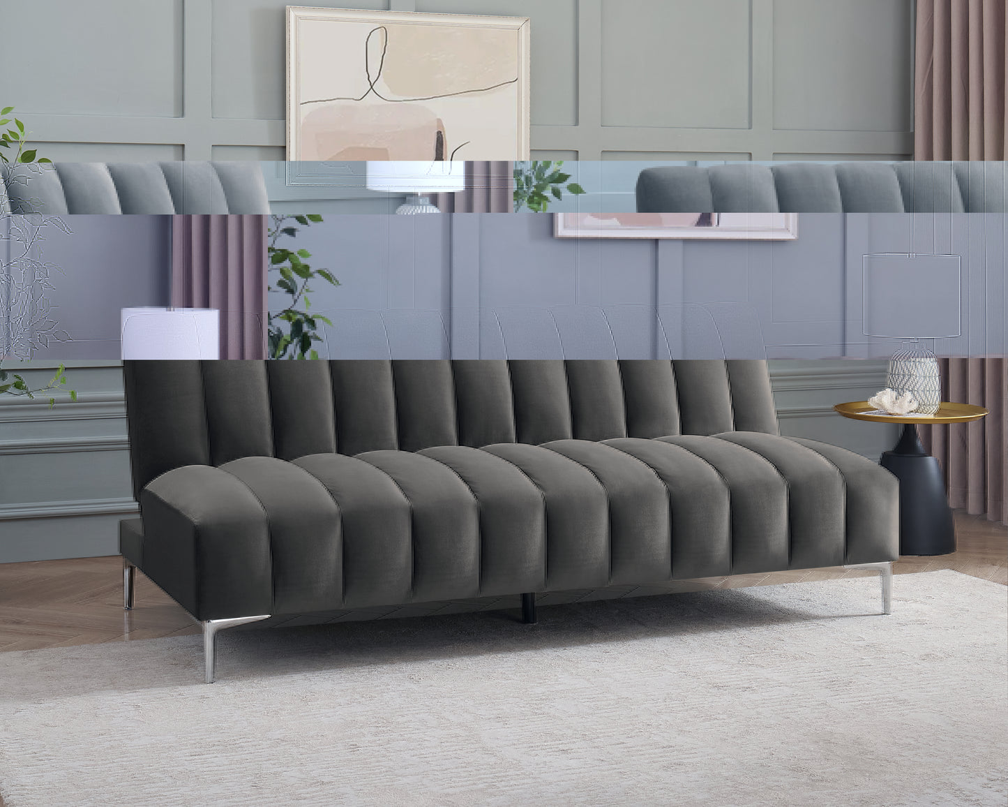 Camille 3 Seater Sofa Bed in Velvety Fabric