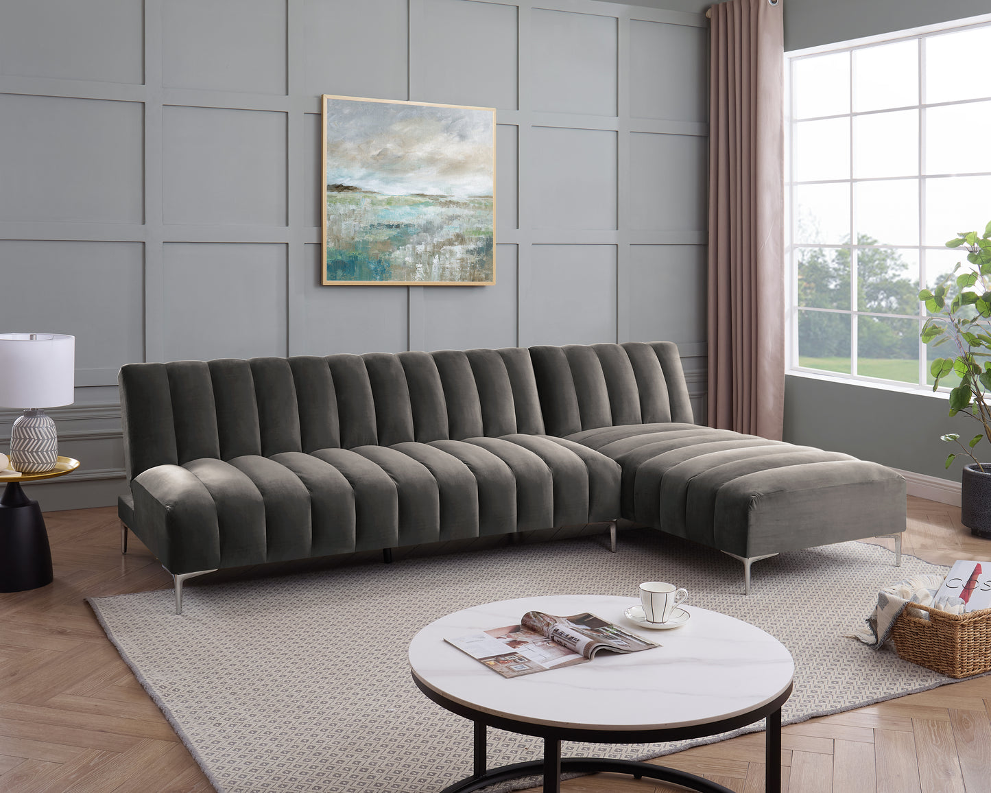 Decato Velvet Reclining Sleeper Corner Sectional