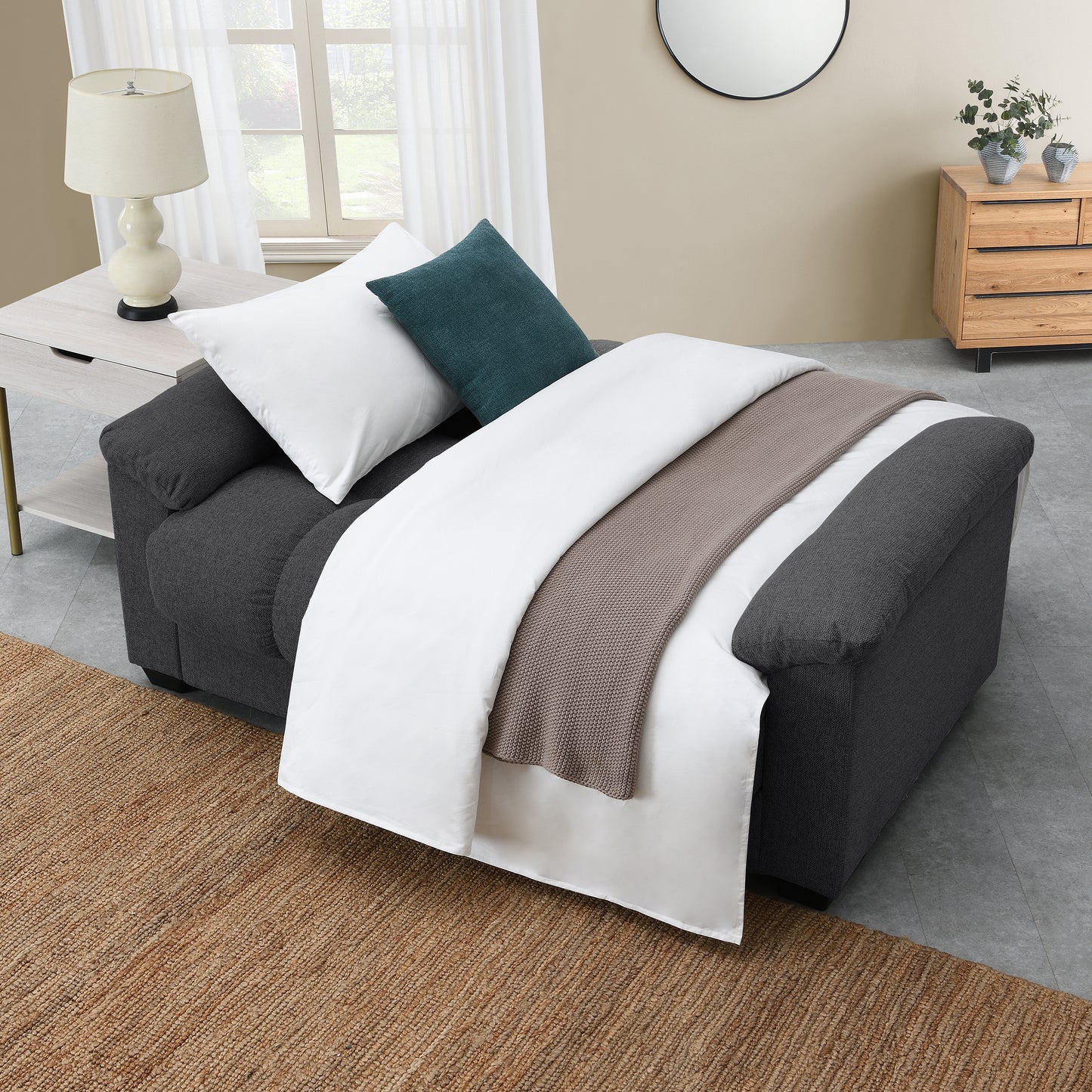 Margo 2 Seater Sofa Bed with Storage in Fabric