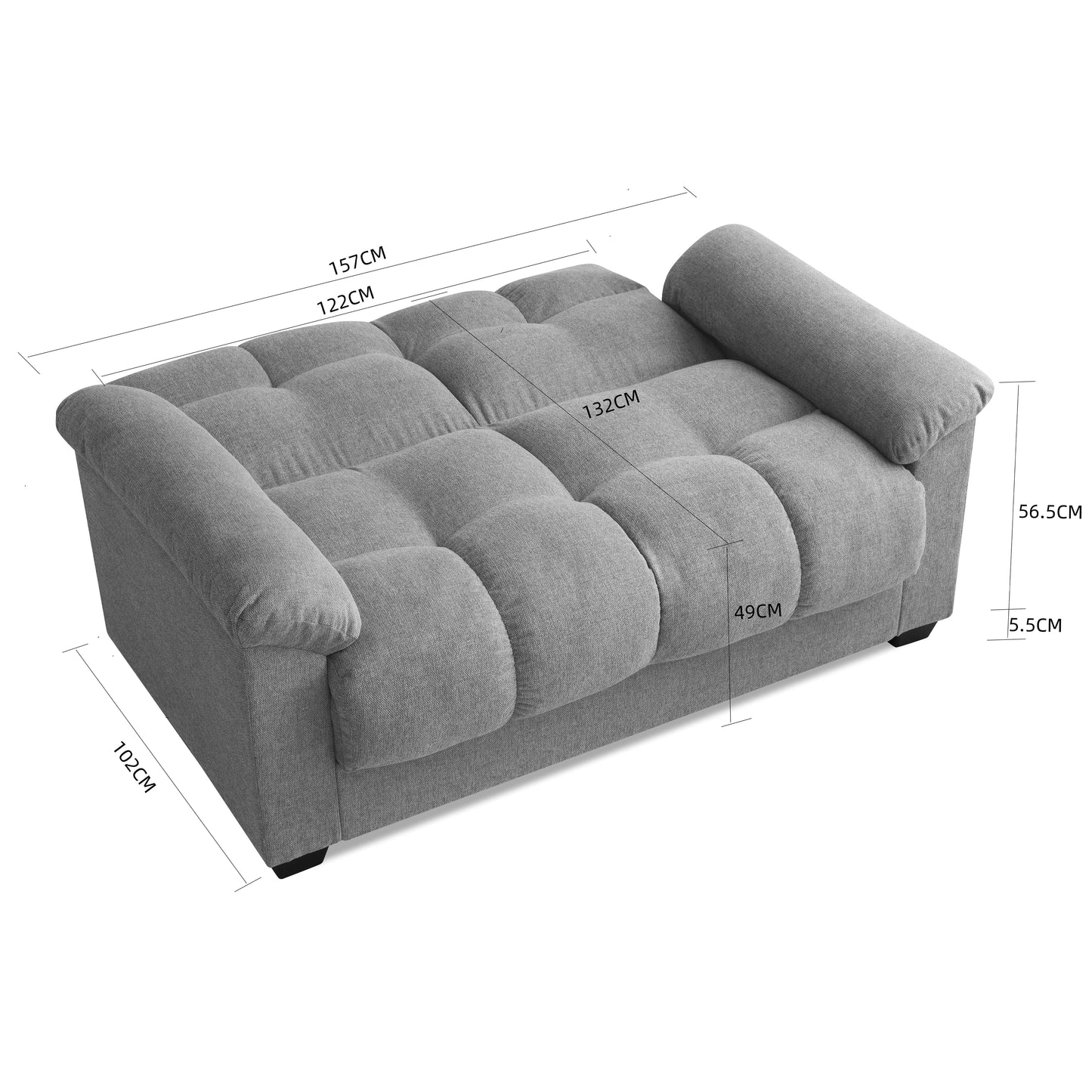 Margo 2 Seater Sofa Bed with Storage in Fabric