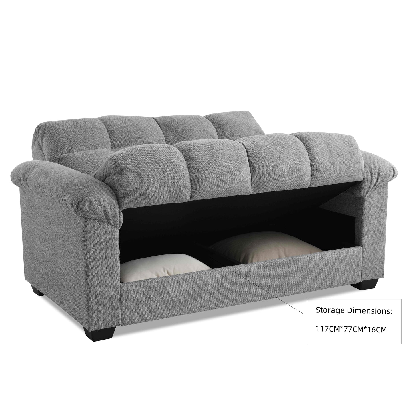 Margo 2 Seater Sofa Bed with Storage in Fabric