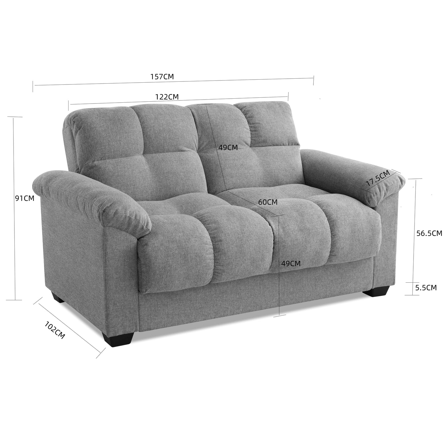 Margo 2 Seater Sofa Bed with Storage in Fabric