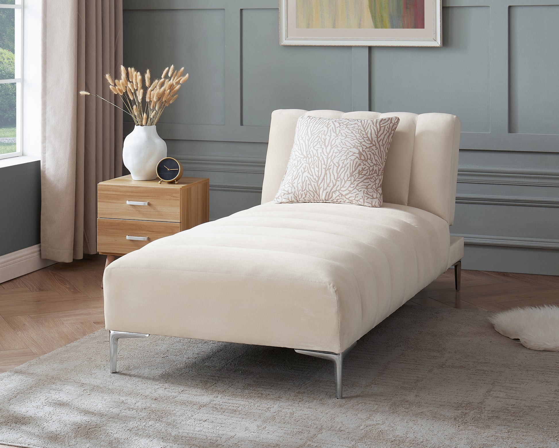 Camille Chaise Longue Daybed in Velvety Fabric - Main Image