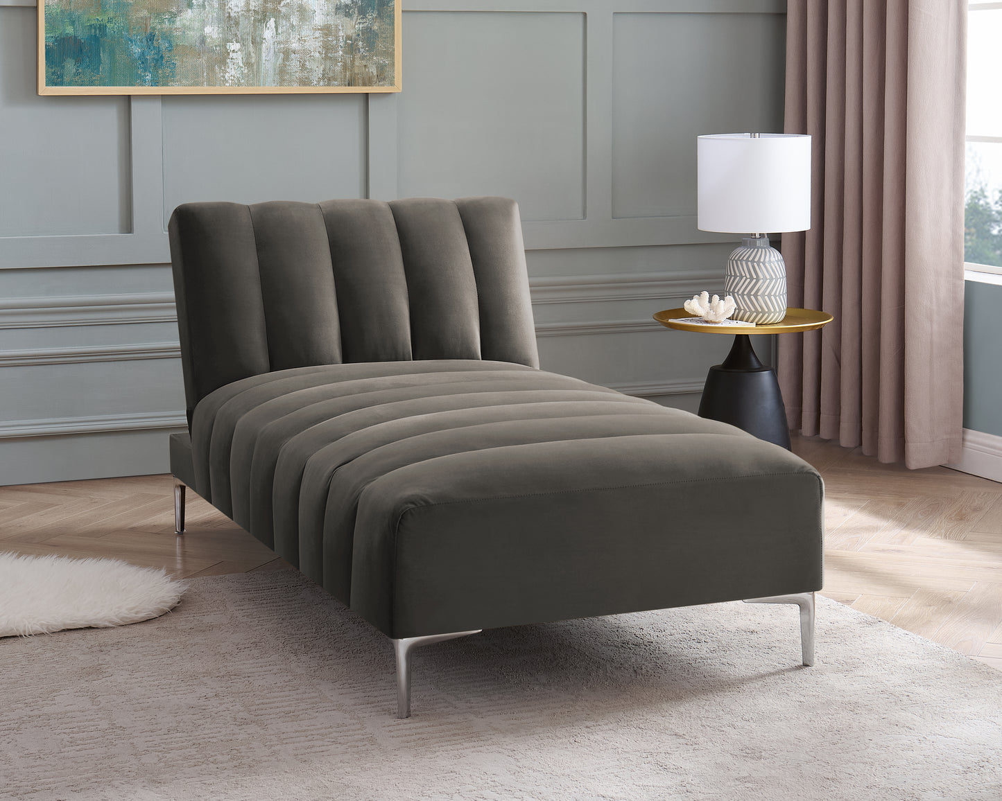 Camille Chaise Longue Daybed in Velvety Fabric