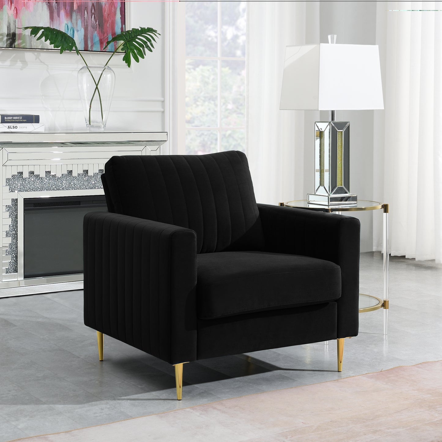 Lotsee Emily 84cm Wide Tufted Velvet Armchair