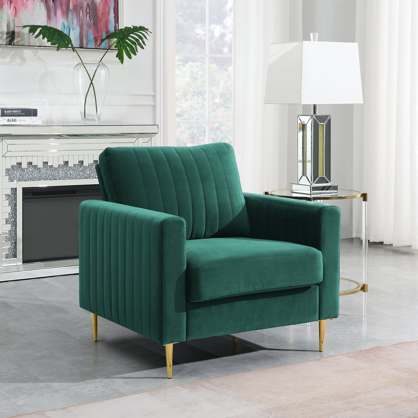 Lotsee Emily 84cm Wide Tufted Velvet Armchair