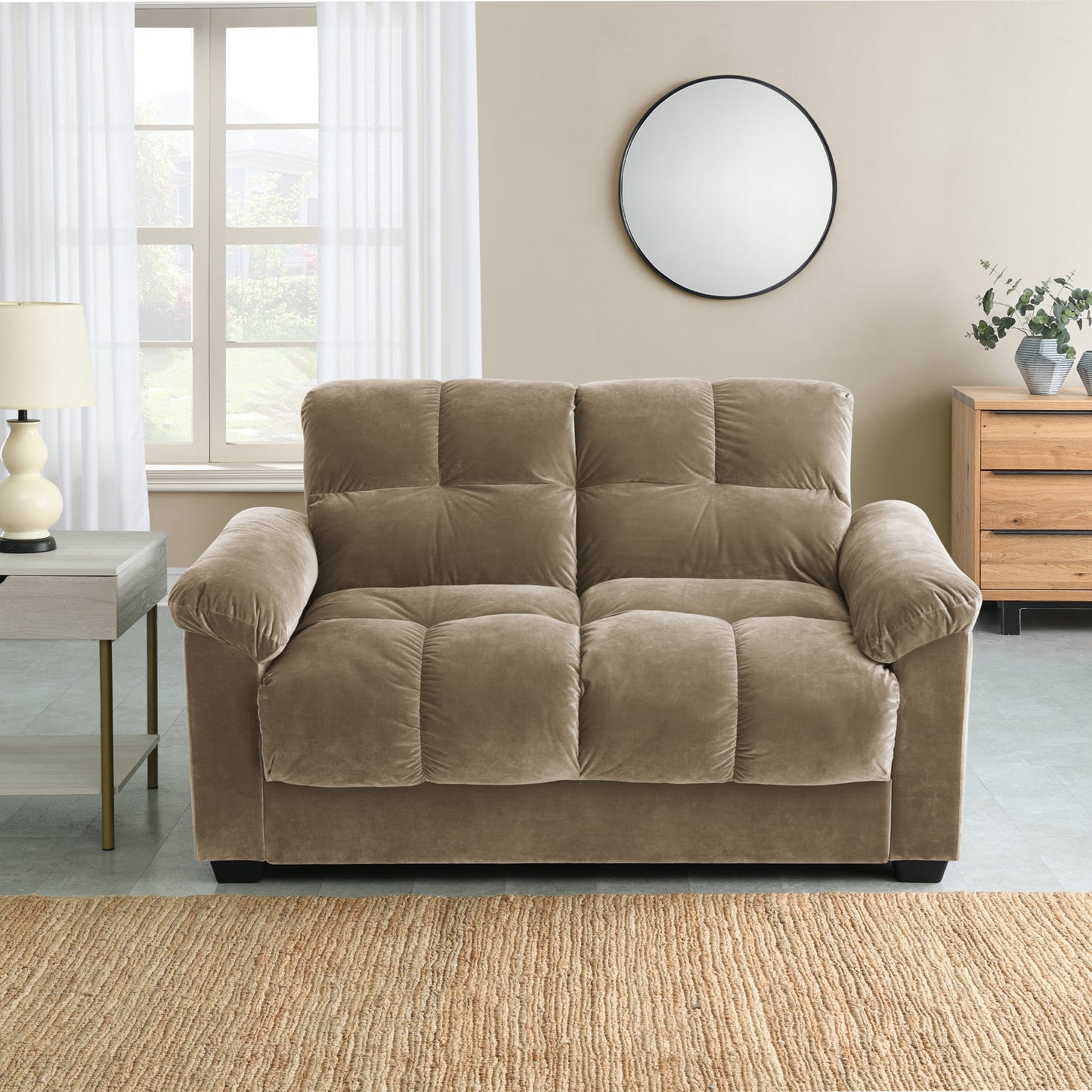 Kate 2 Seater Sofa Bed with Storage in Velvety Fabric