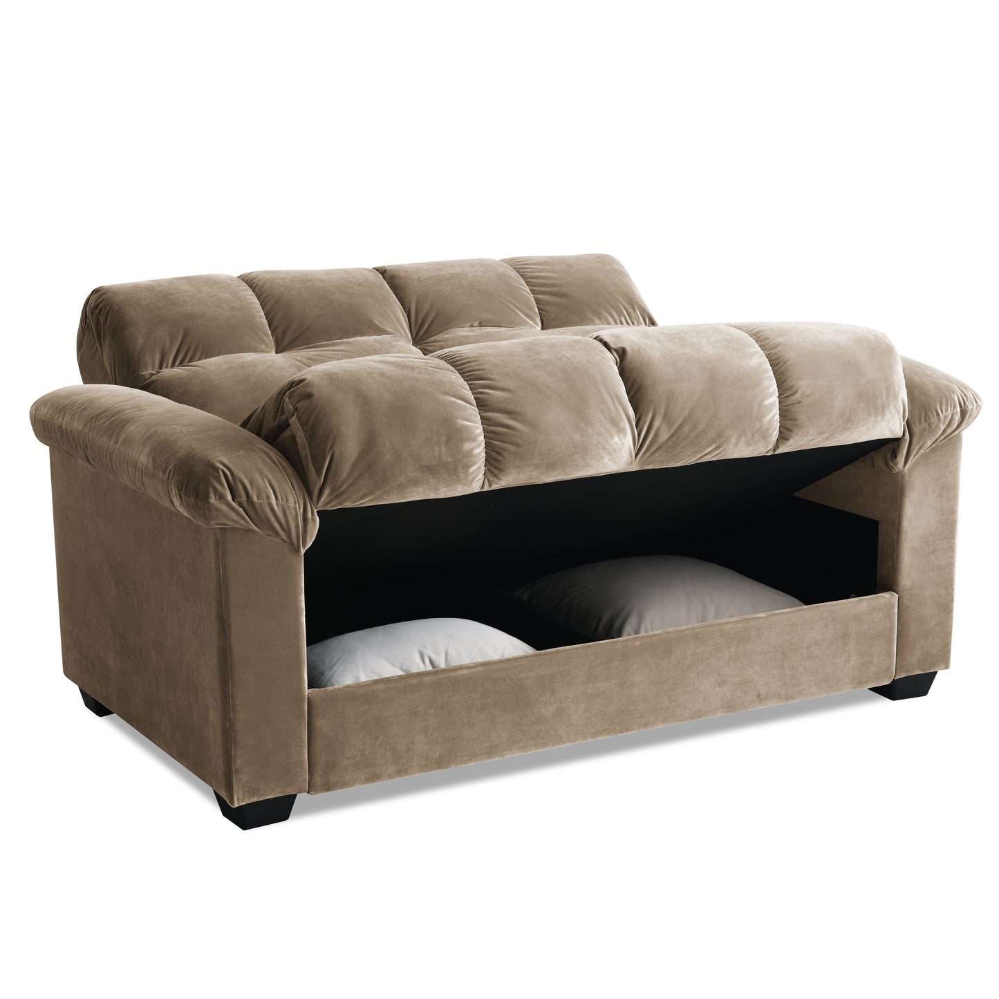 Kate 2 Seater Sofa Bed with Storage in Velvety Fabric