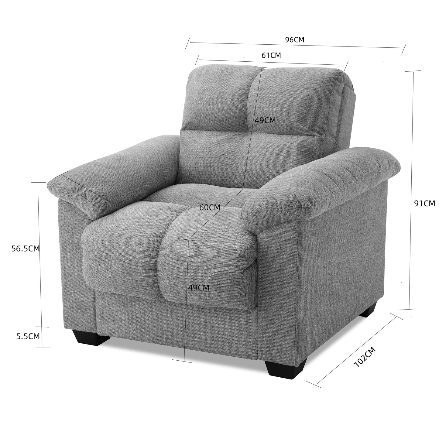 Ridwaan Armchair with Reclining Backrest