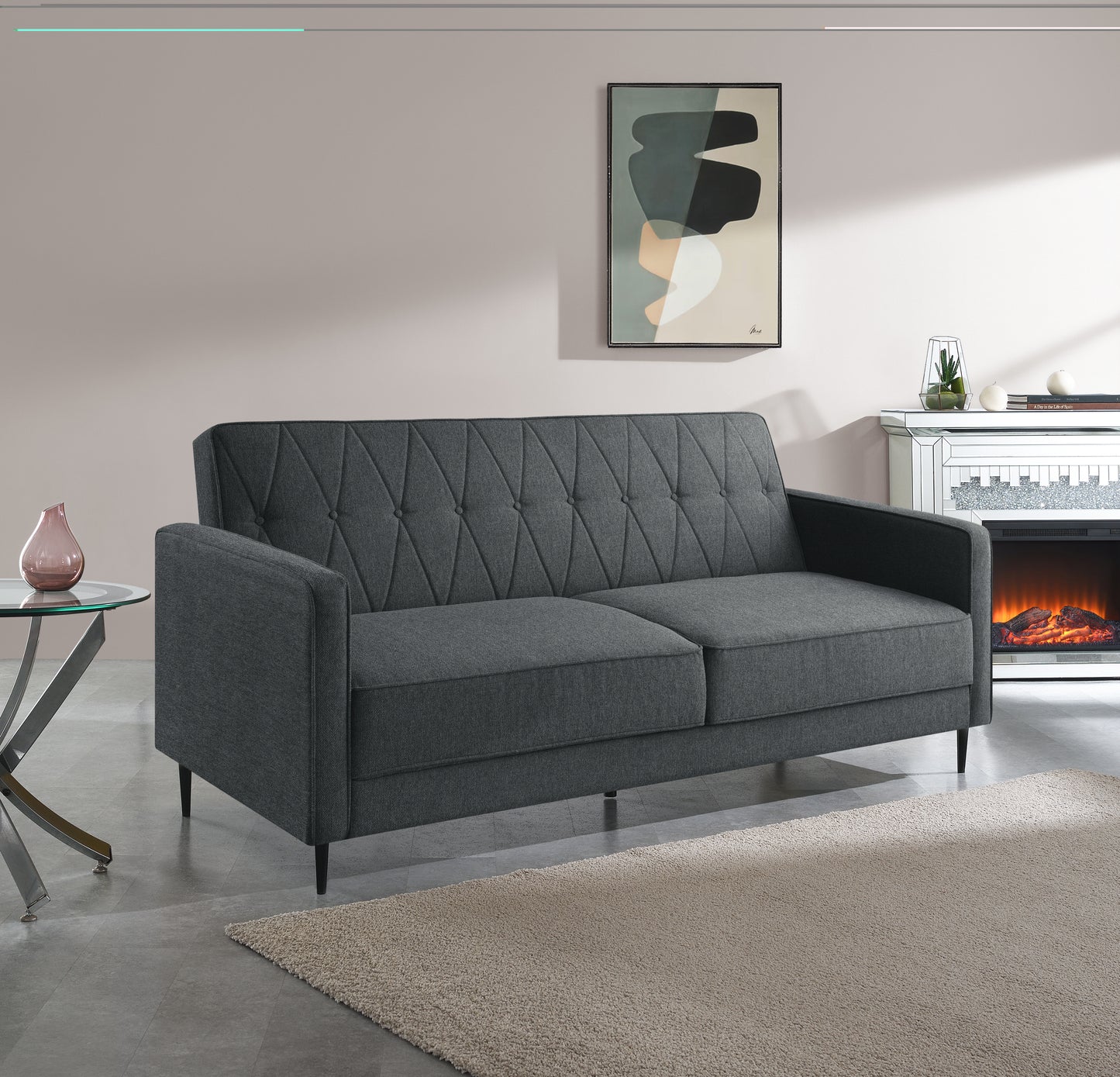 Locke 3 Seater Upholstered Sofa Bed