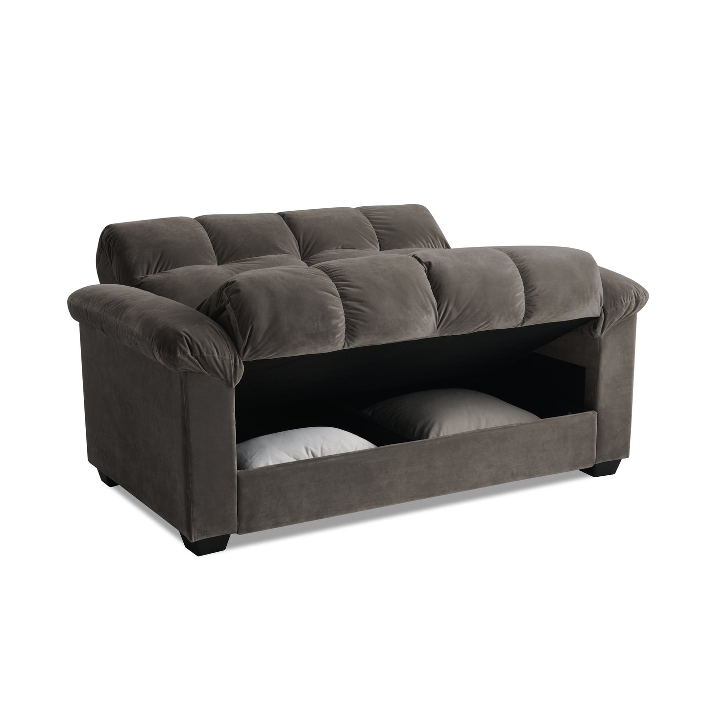 Kate 2 Seater Sofa Bed with Storage in Velvety Fabric